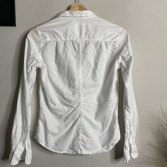 Frank & Eileen Top Barry Button Down Crinkle Solid White‎ Long Sleeve Blouse XS - Picture 6 of 8